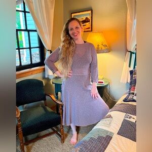 70s Knit Dress by RONNIE HELLER for MJ Pale Purple size 12 Boho Sweater Dress